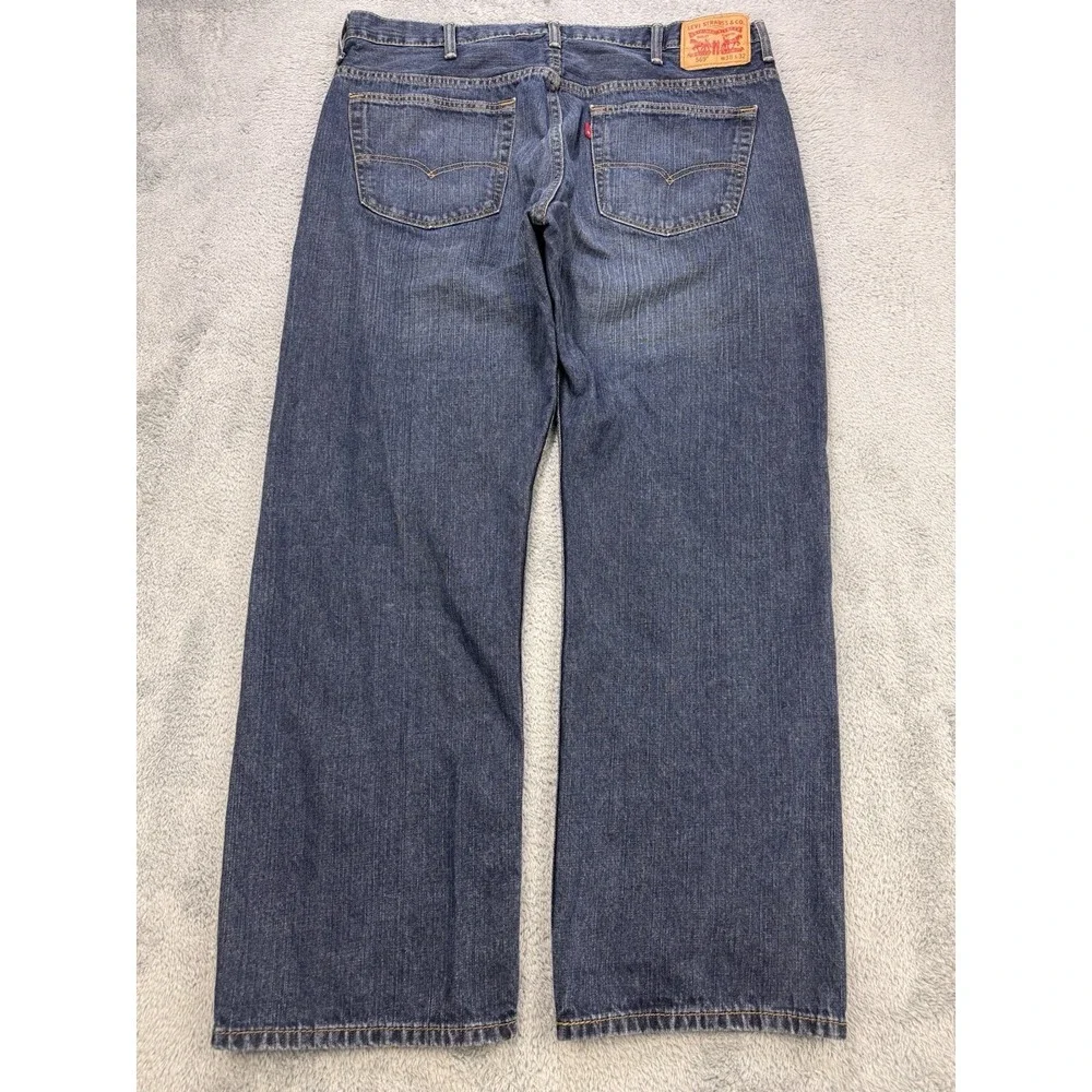 Levis‎ 569 Jeans Men 38x32 Blue Loose Baggy Straight Whisker Distress Dark Denim